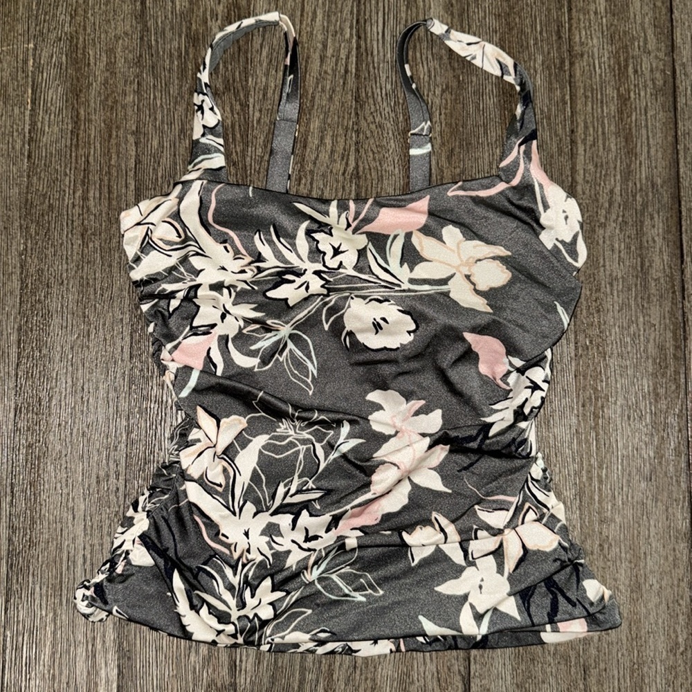 Athleta Aqualuxe Wildflower Ruched Tankini 34D-DD